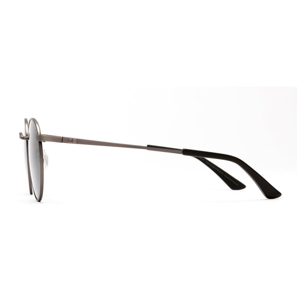 Silver wire frame sunglasses with black temple tips