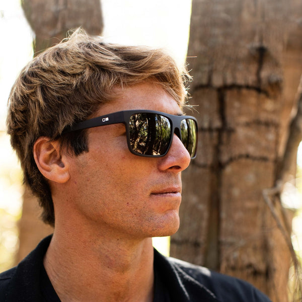 Eric Geiselman wearing black scratch resistant sunglasses